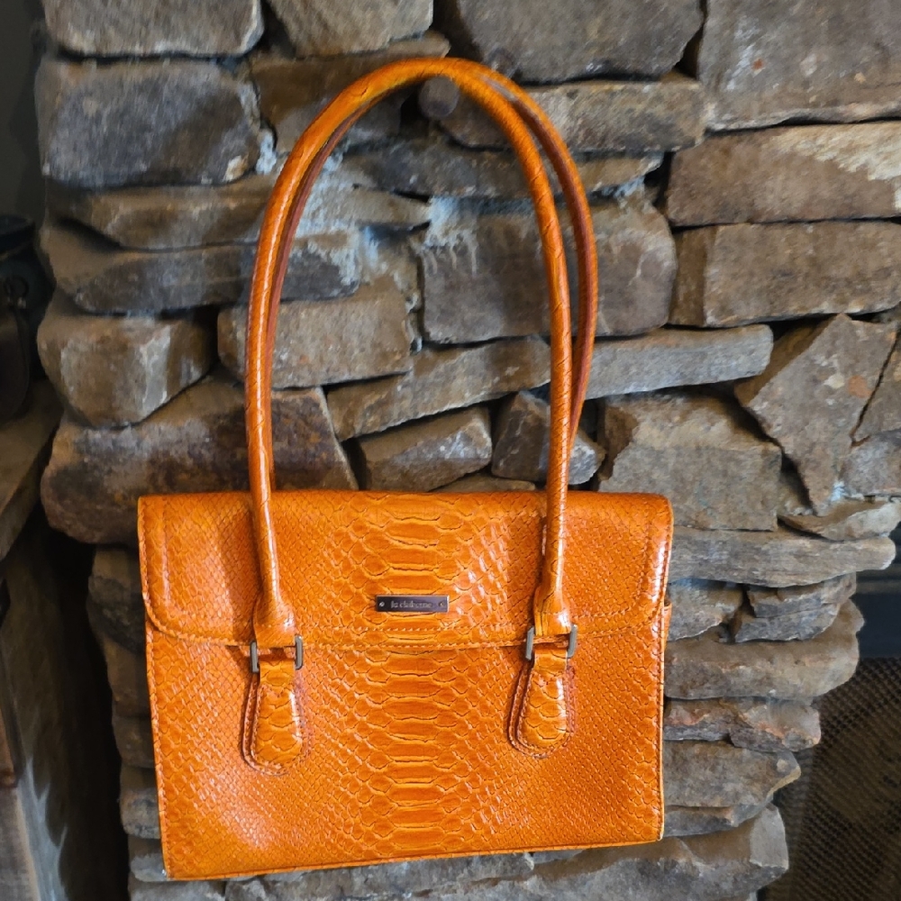 Liz Claiborne Vibrant Orange Textured Shoulder Bag